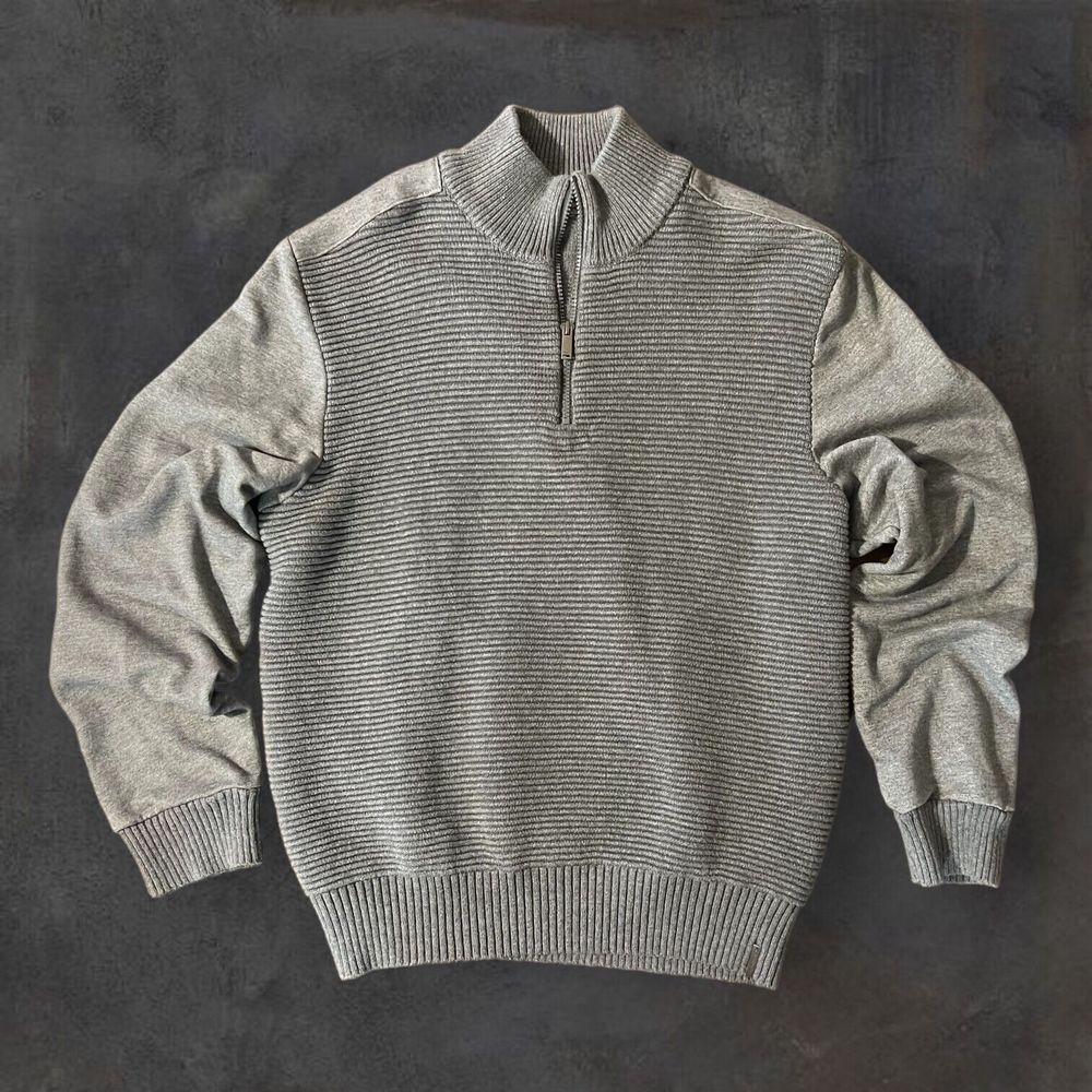Calvin Klein Jeans‎ Pullover Sweater Men's Size Medium 1/4 Zip Gray Mock Neck